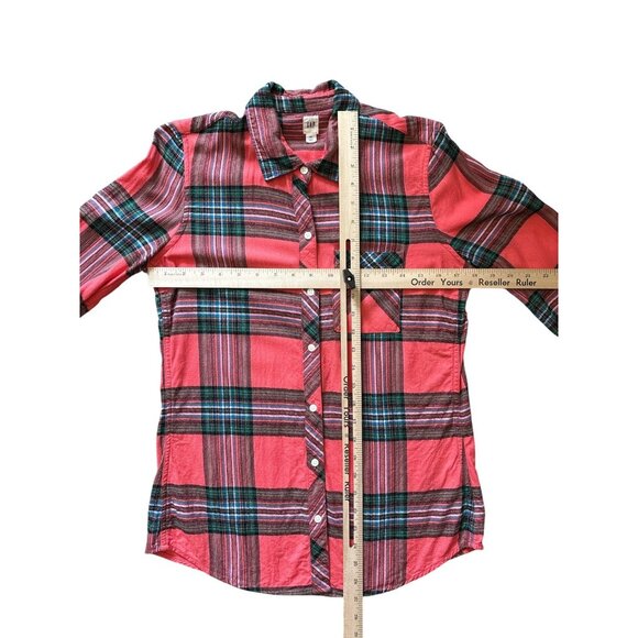 GAP Shirt Womens XS Pink Plaid Button Down Long Sleeve Pocket Casual Flannel - Picture 6 of 6